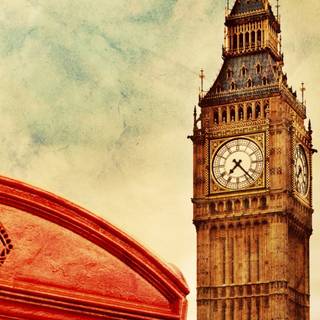 Vintage phone city wallpaper