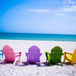 Summer beach chairs wallpaper