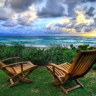 Summer beach chairs wallpaper