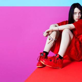 Billie Eilish red computer wallpaper