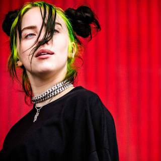 Billie Eilish red computer wallpaper