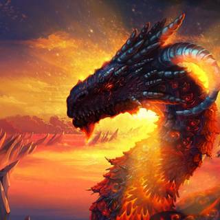 Red fire dragon wallpaper