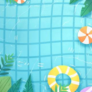 Summer pool cartoon wallpaper