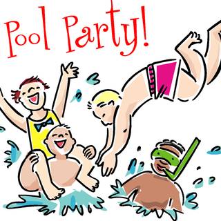 Summer pool cartoon wallpaper