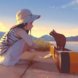 Anime cat 4k wallpaper