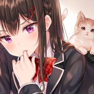 Anime cat 4k wallpaper