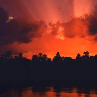 Red autumn 3840x1080 wallpaper