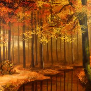 Autumn forest art wallpaper
