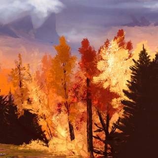 Autumn forest art wallpaper