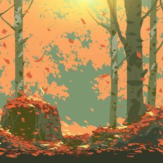 Autumn forest art wallpaper