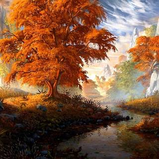 Autumn forest art wallpaper
