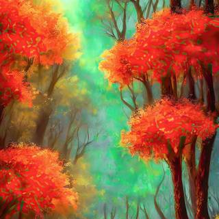 Autumn forest art wallpaper