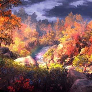 Autumn forest art wallpaper