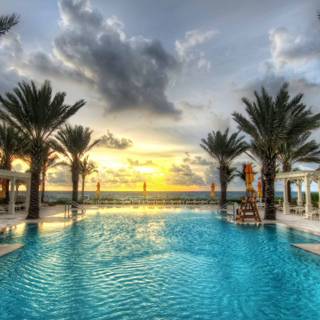 Summer pool resort wallpaper