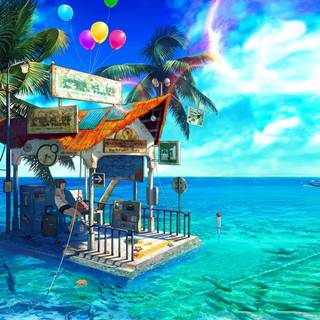 Summer pool resort wallpaper