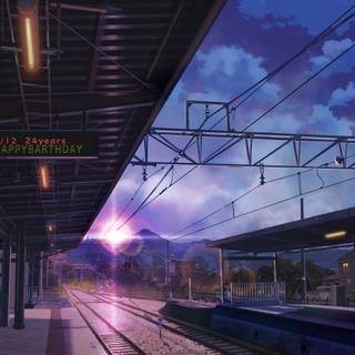 Anime train station wallpaper