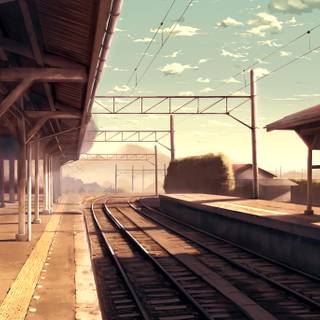 Anime train station wallpaper