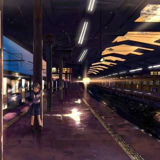 Anime train station wallpaper