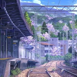Anime train station wallpaper