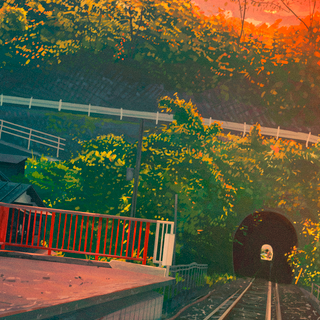 Anime train station wallpaper