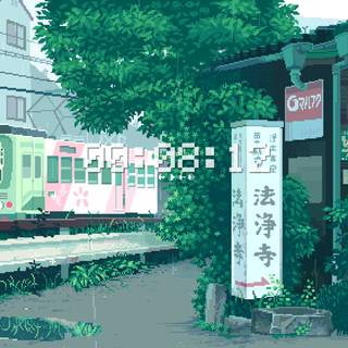 Anime train station wallpaper