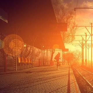 Anime train station wallpaper