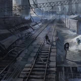 Anime train station wallpaper