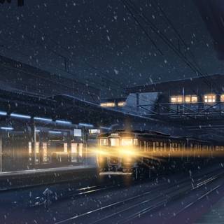Anime train station wallpaper