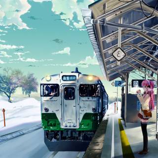 Anime train station wallpaper
