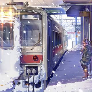 Anime train station wallpaper