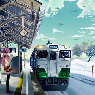 Anime train station wallpaper