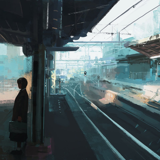 Anime train station wallpaper