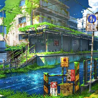 Anime train station wallpaper