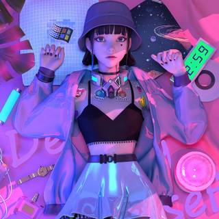 Anime cute girl 3440x1440 wallpaper