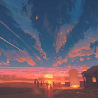 Anime lantern aesthetic wallpaper