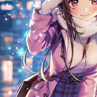 Winter beautiful anime girl wallpaper