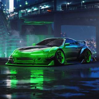 Green car drift wallpaper