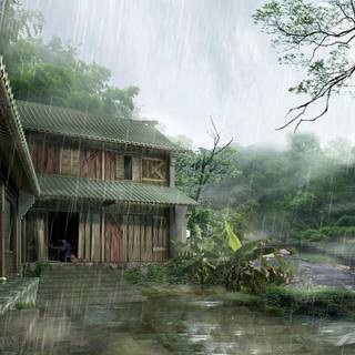 Japanese rain wallpaper