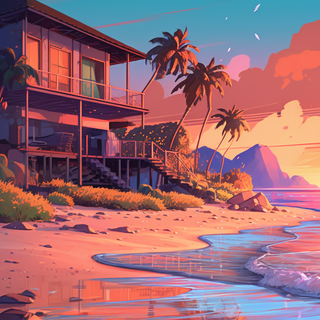 Lofi beach wallpaper