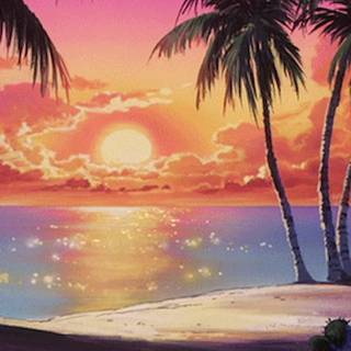 Lofi beach wallpaper