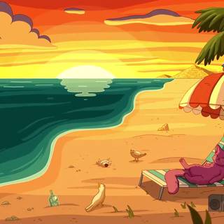 Lofi beach wallpaper