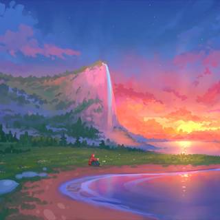 Lofi beach wallpaper