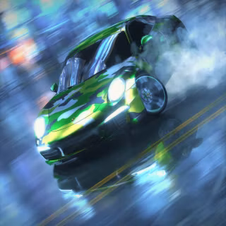 Green car drift wallpaper