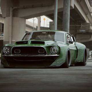 Green car drift wallpaper