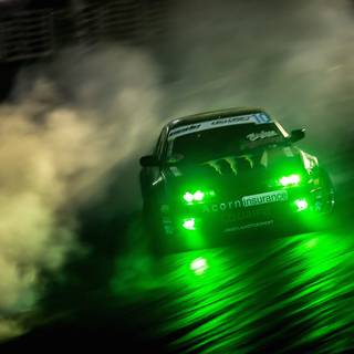 Green car drift wallpaper