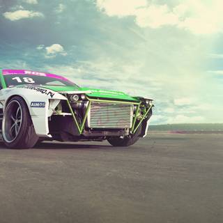 Green car drift wallpaper