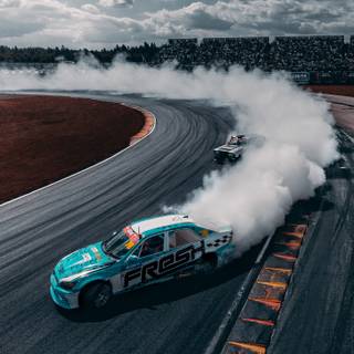 Green car drift wallpaper