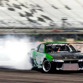 Green car drift wallpaper