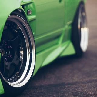 Green car drift wallpaper
