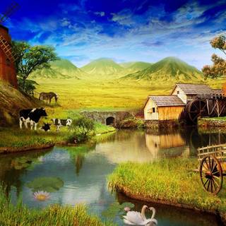 Summer farmland wallpaper